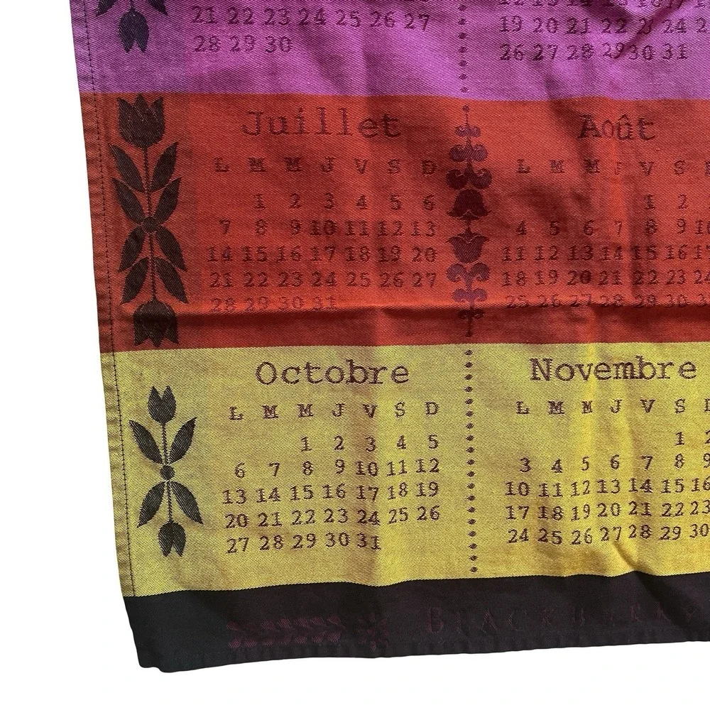 Jacquard‎ Francais 2014 Calendar Tea Towel Multicolor 100% Cotton Colorblock